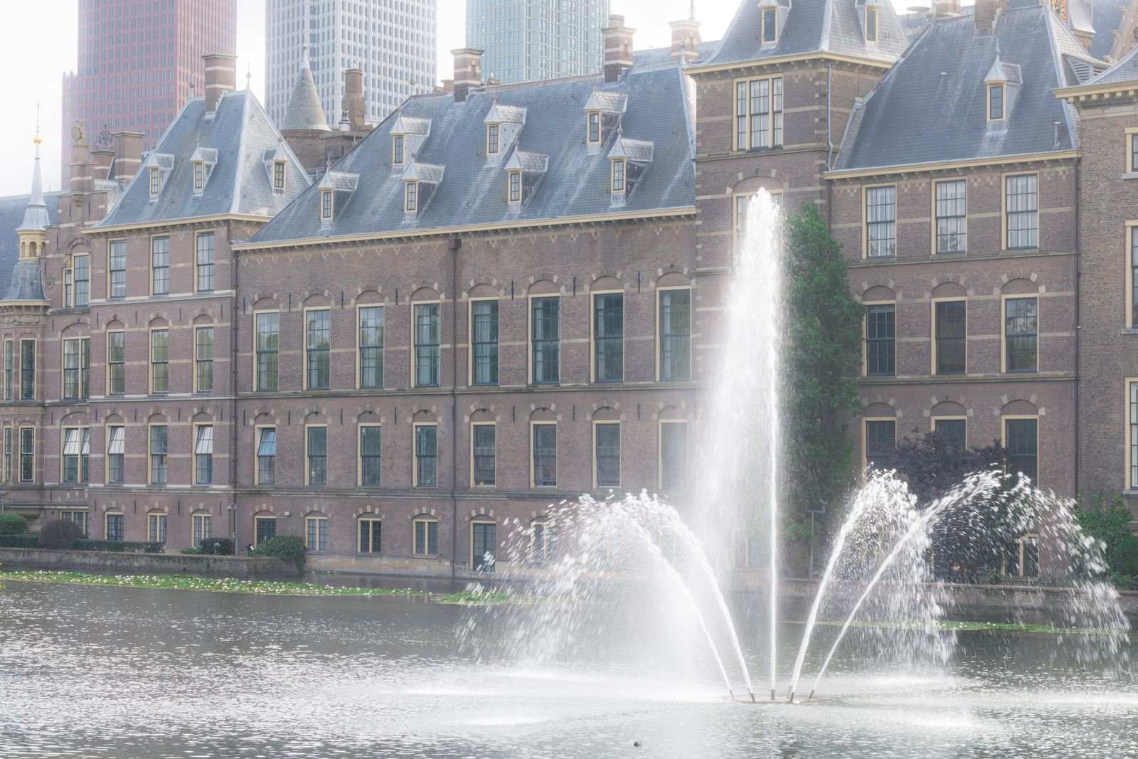 Het Binnenhof en de Hofvijver in het centrum van Den Haag